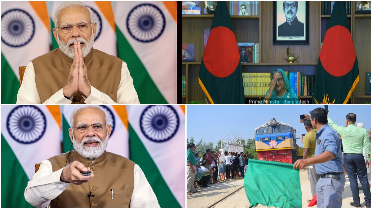 Agartala Akhaura rail link project: PM Modi, Bangladesh PM Sheikh Hasina inaugurate cross-border rail link- See Photos