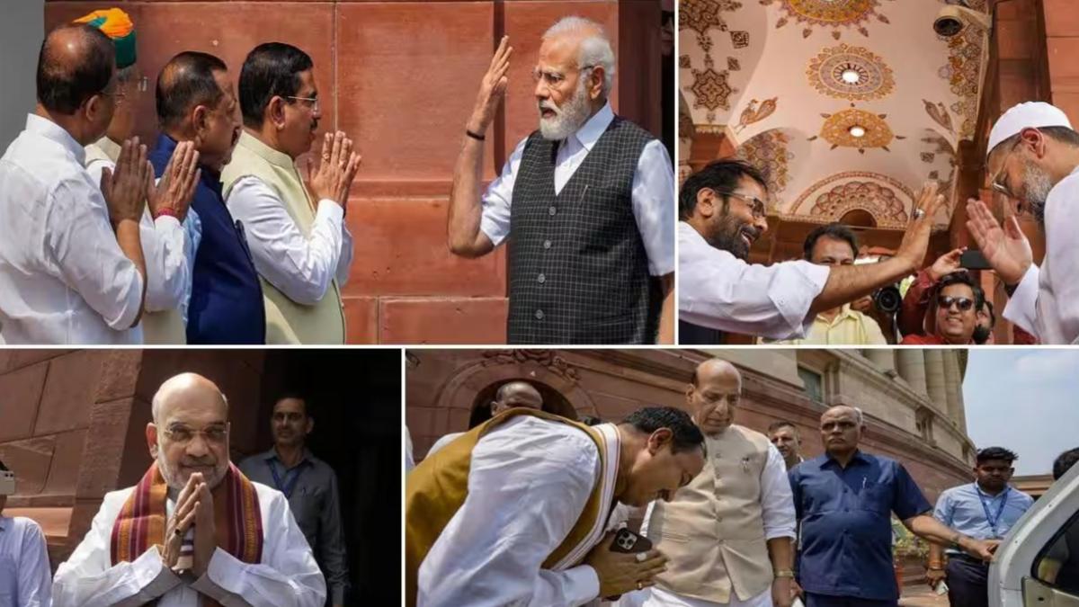 Greetings and laughter! Monsoon session of Parliament begins – Photos