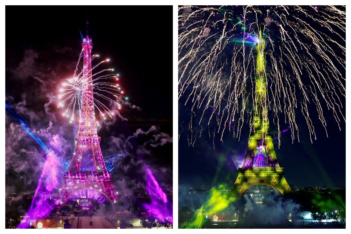 Stunning fireworks illuminate Eiffel Tower on Bastille Day! See Photos